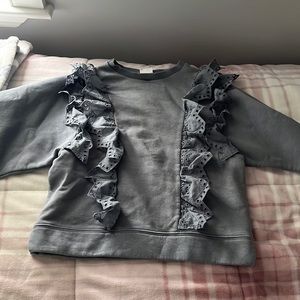 ZARA Gray Ruffle Blouse